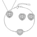 Factory Wholesale New Trendy Women Necklace Bracelet Earring Jewelry Set Heart Shaped Pure Silver Jewelry