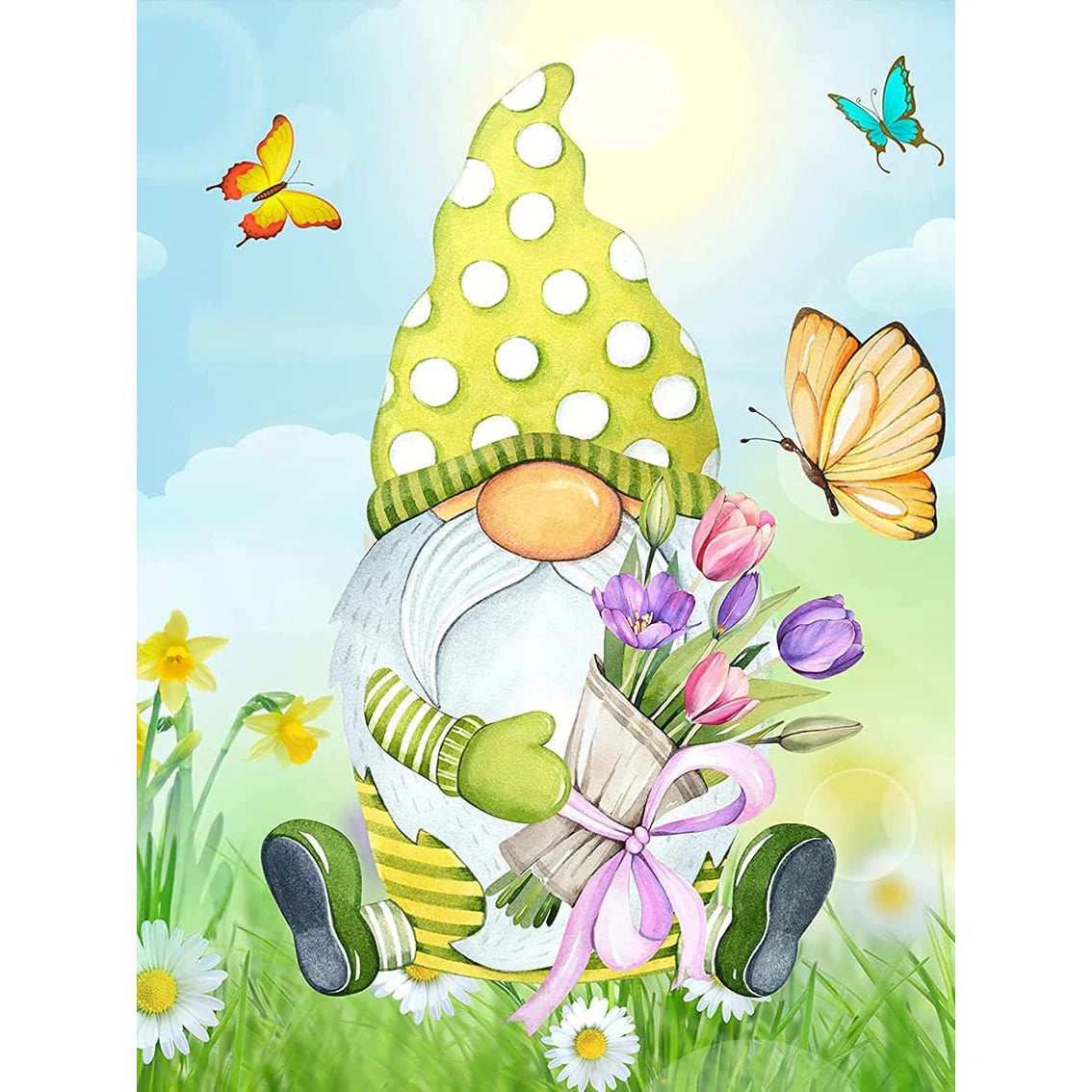 LS Let It Be Gnome Diamond Painting Kit Spring Goblin DIY Full Round Drill Mosaic Cross Stich  for Adults Home Decor Wall Art