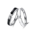 2Pcs/Set Couple Silver Color Epoxy Carrying Personality Adjustable Ring Lover Anniversary Gift for Women Men Jewelry