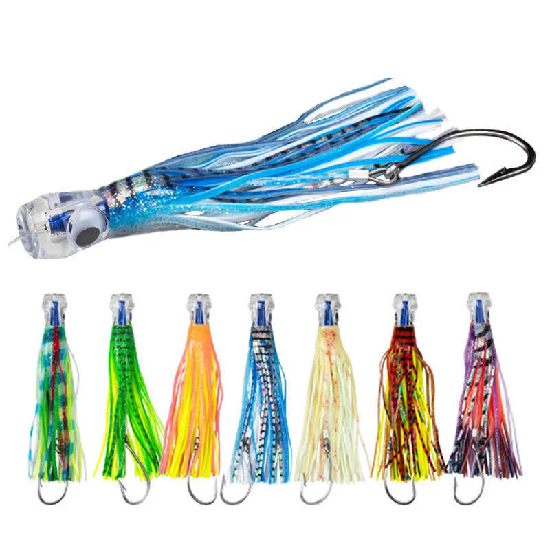 Sea Fishing Acrylic Octopus Soft Bait 110g/23cm Trolling Lure Squid Skirt Luminous UV for Sea Fishing Tackles