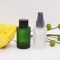 Flat Shoulder Frosted 30ml 100ml 1 oz Cosmetic Green Bottle Glass Dropper 15 ml