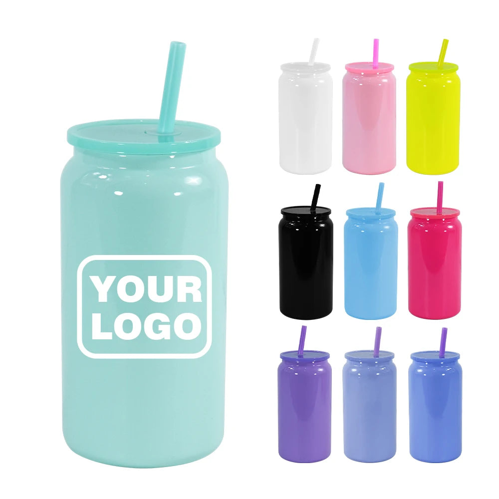 Wholesale Custom Multi Color 5 Colors Mixed Metal Coffee Mug Blank Sublimation Stainless Steel 16oz Soda Can for UV DTF Printing