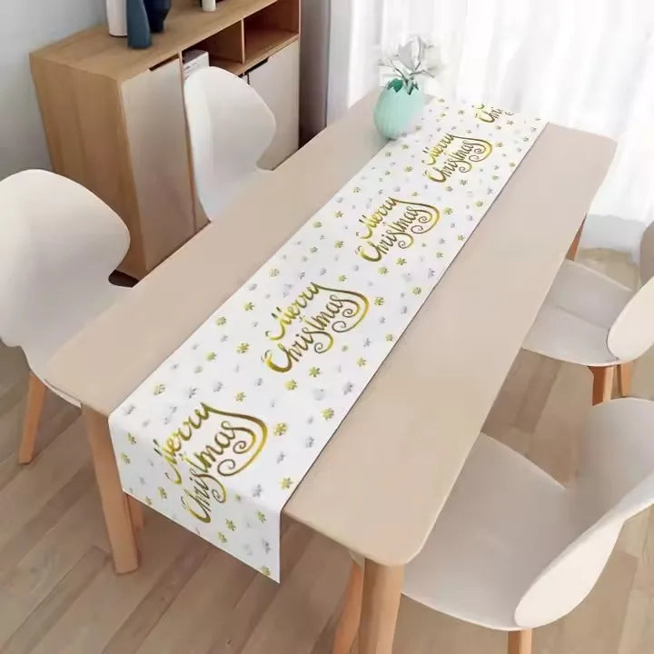 Classic Farmhouse Style Xmas Kitchen Dining Table Runner Linen Mat Seasonal Christmas Table Decor for Party Xmas Kitchen Dining
