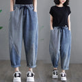 Wholesale 2026 Autumn Vertical Stripe Spliced Korean Loose Versatile High Waist Drawstring Slim Women's Jeans