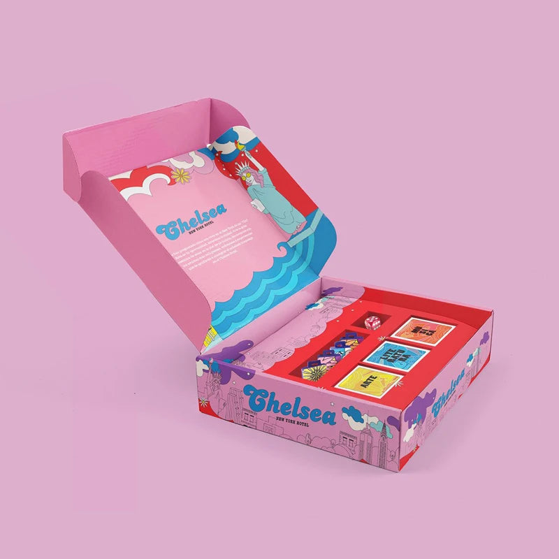 Free Sample Custom Printed Pink Corrugated Packaging Paper Box 2mm Thick UV Advantage Embossed Essential Oil Mailer Box
