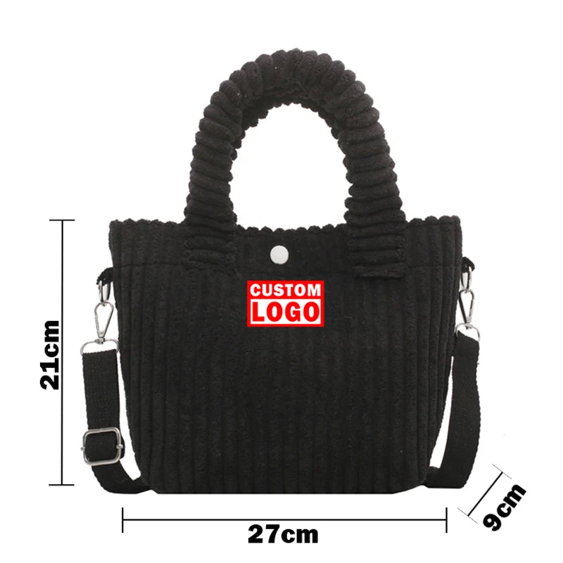 Fashion Corduroy Women's Bag Trend New Handbags Niche Versatile Bucket Shoulder Bags Female Nylon Button Crossbody Bags
