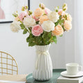 Y85  Artificial Flower Ranunculus Asiaticus 3 Heads Peony for Home Wedding Decoration