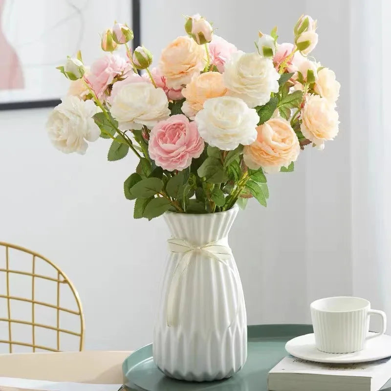 Y85  Artificial Flower Ranunculus Asiaticus 3 Heads Peony for Home Wedding Decoration