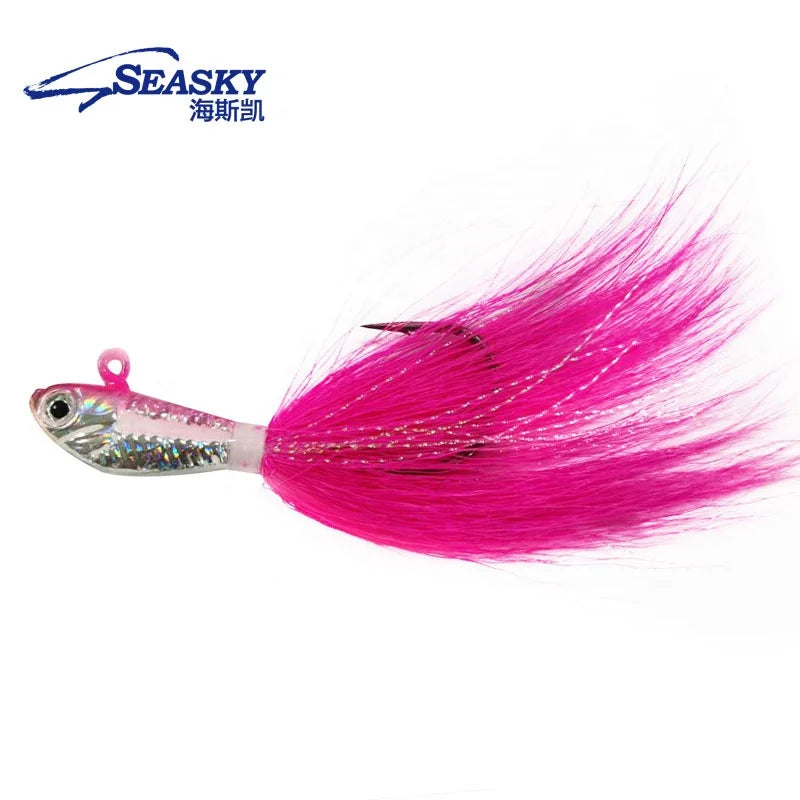 SEASKY 1oz Jig Head Bucktail 3D Eye Premium Fishing Lures Deer Hair Hook Wholesale MegaBDM
