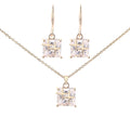 Fashion Minimalist Style Cubic Zirconia Pendant Necklace and Earring Sets Women Cheap Trendy Jewelry Set