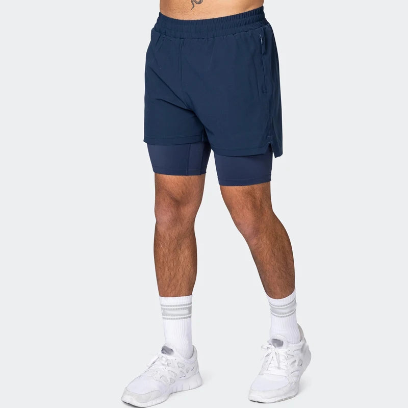 Custom Wholesale Lightweight Polyester Athletic 2 in 1 Gym Running Shorts Men Gym Wear