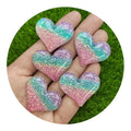 Glitter Gradient Heart Flatback Resin Cabochon Kawaii Decoration Crafts Embellishments for Scrapbooking DIY Accessories