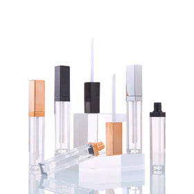 5ml Empty Lipgloss Tubes Silver Rose Gold Black Square Lip Glaze Cosmetic Liptint Packaging Lip Gloss Wand Tubes Custom Logo