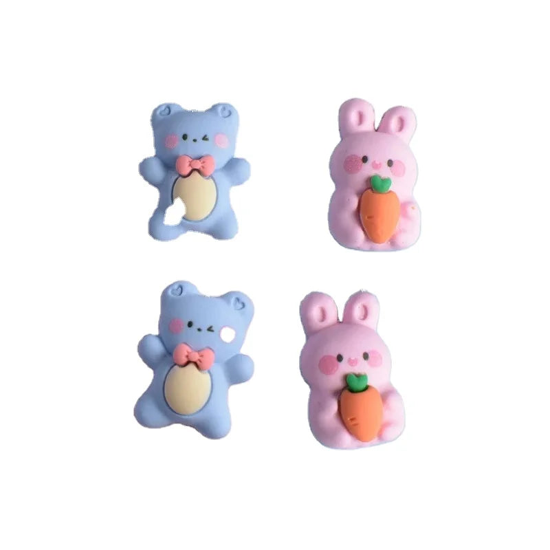 Cartoon Carrot Rabbit Bear Animal Flatback Resin Cabochon for Earring Pendant DIY Fashion Jewelry Making