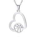 Fashion Sporty Volleyball Pendant Necklace Stainless Steel Heart Volleyball Charm Jewelry Gift Hollow Out Custom Design Necklace