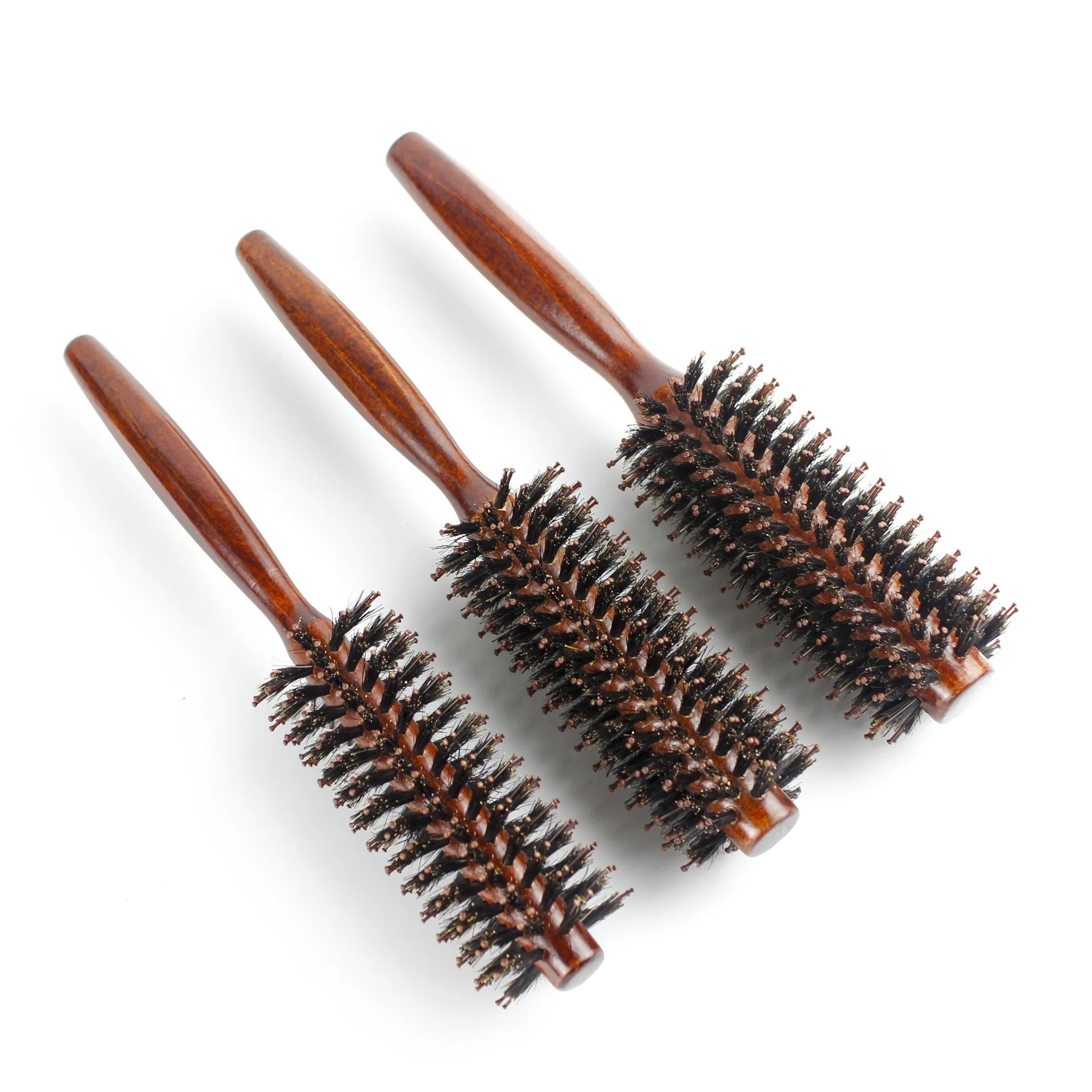 Factory Direct Curly Hair Comb Wild Boar Mane Lotus Wood Household Roll Comb High Temperature Resistant Hairdressing Tool