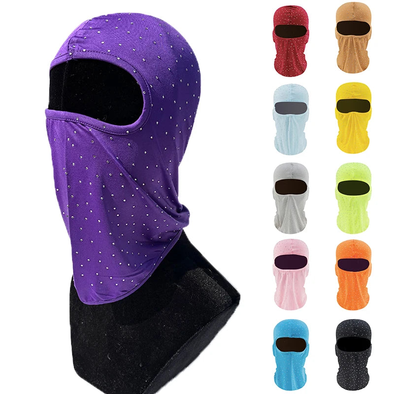 Custom Logo Designer Hip Hop Motorcycle Cycling Bling Bling Sparkling Glitter Full Rhinestone Balaclava Mask