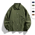 Polyester Windbreaker Jacket With Custom Logo Unisex Loose Design Lapel Collar Plain Coach Jackets Windbreakers