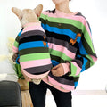 GMTPET Color Stripes Pet Dog Clothes Winter Thick Dog Accessories Cotton Ladies Sweater Matching Dog and Human Clothes