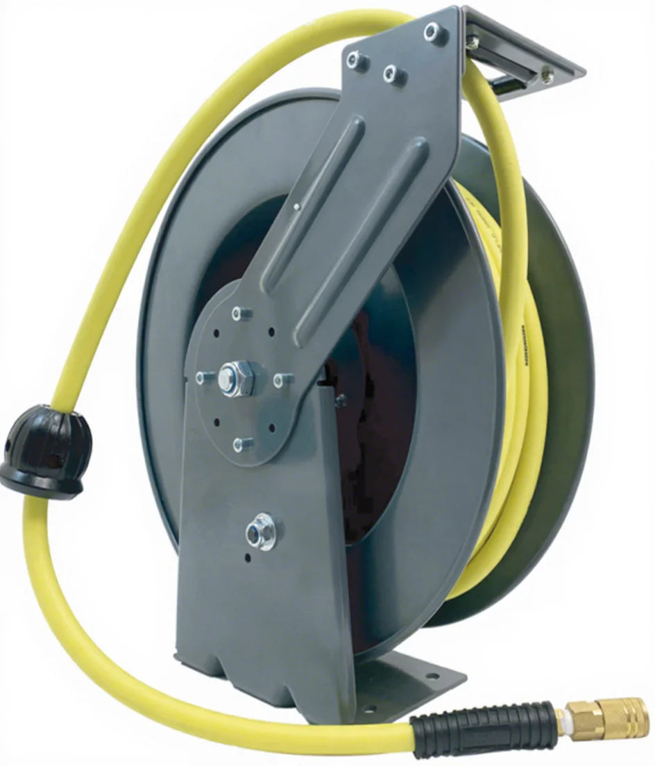 Heavy Duty Steel Retractable Reel With Hybrid Air Hose- With Lead-in Hose 3/8"X50' for North America