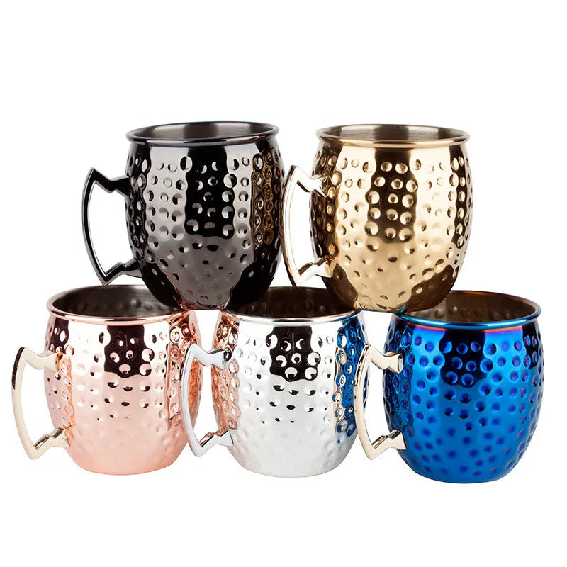 Hot Selling 500ml Copper Hammer Point Moscow Beer Mule Mug Modern Design Eco-Friendly Metal Steel Drinkware
