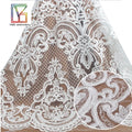 New Hot Sale Fancy Design White Flat Embroidery Luxury Cord Sequins Net Lace Fabric for Bridal Fabric