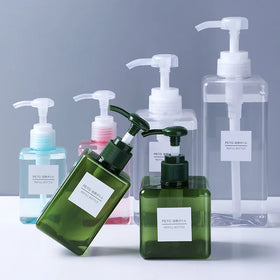 Luxury for Green Pink Square Empty 250ml 650ml Durable Cosmetic Lotion Pump Sprayer Bottle Plastic PETG Shampoo Liquid Soap