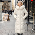 New Woman Winter Large Size Thicken Pockets Embroidery Hooded Parka Jacket Ladies Long Quilted Padded Coat