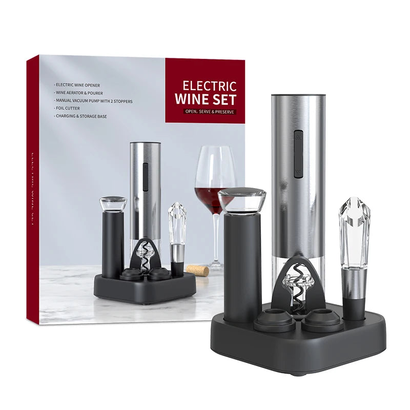 Top Seller Automatic Corkscrew Wholesales Custom Battery Rechargeable USB Stainless Steel Electric Wine Opener Base