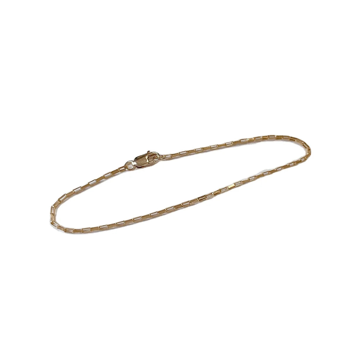 Gold Filled Flat Rectangle Link Chain Bracelet Long 14K Gold Chain Anklet Chain Jewelry for Women