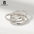 ICEBELA Trendy Stylish Exquisite Fine Jewelry Designer 925 Sterling Silver Zircon Layered Movement Rings for Women