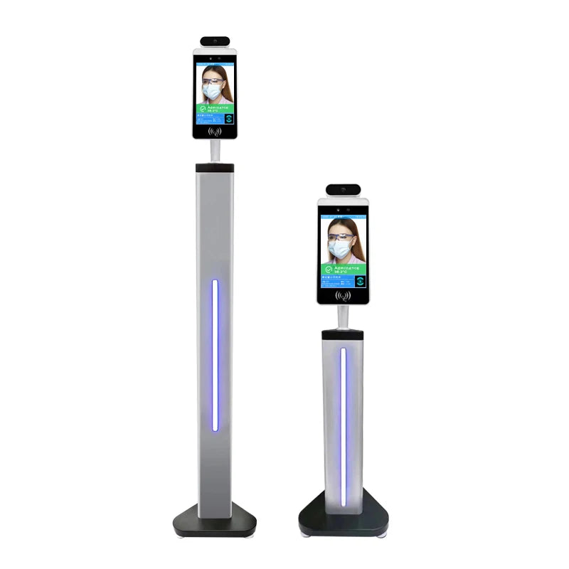 Floor Standing Face Recognition Body Tempe Sensor with 8 Inch Lcd Screen with EU Digital Certificate Scanner