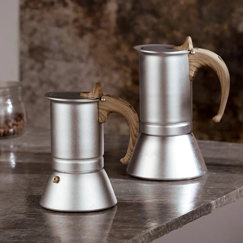 New Nordic Food Grade Aluminium Mocha Coffee Maker 6 Person Espresso Kettle Coffee Pot Home Party Restaurant Drinkware Sets