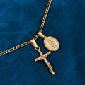 Stainless Steel Gold Plated Small Miraculous Medal Necklace Women Christian Jewelry Religious Virgin Mary Cross Pendant Necklace