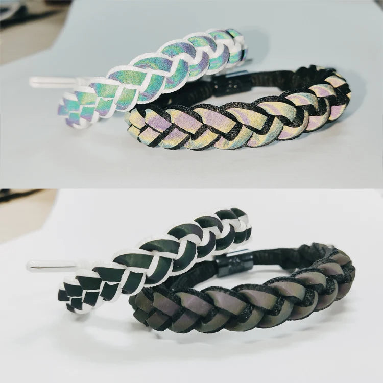 Reflective Gradient Wristband Strap Hand Weaving Rope Lanyard for Outdoor Decoration Promotional Item