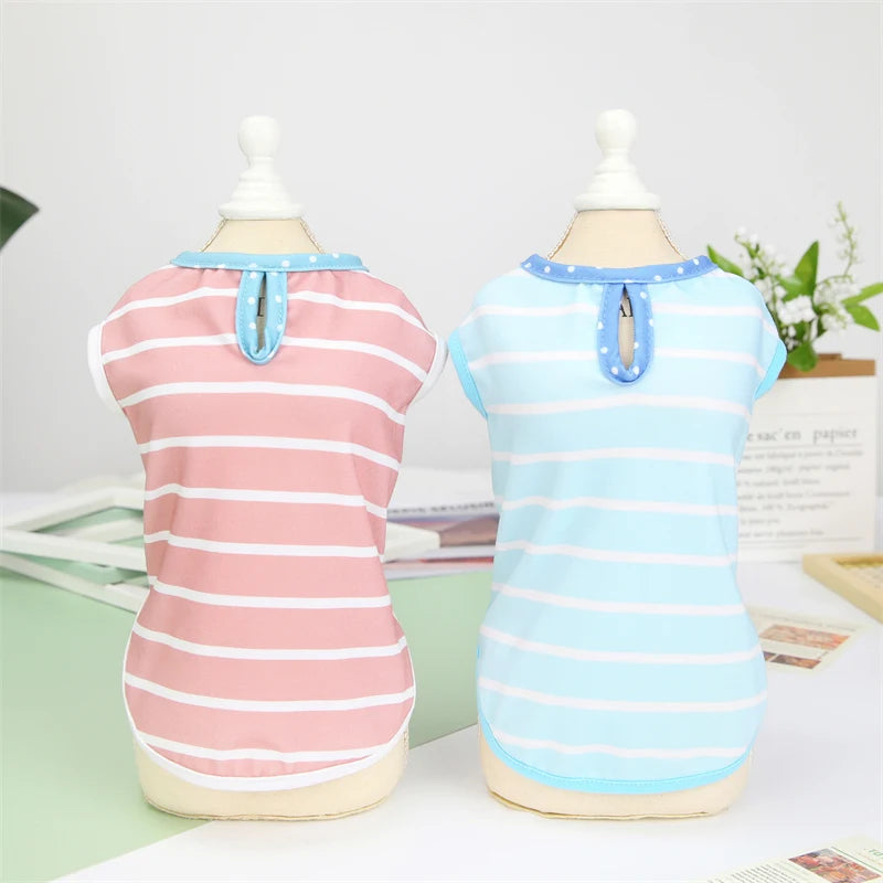 Wholesale Simple Holiday Fall Striped Dog Shirts T-shirt Pet Clothes