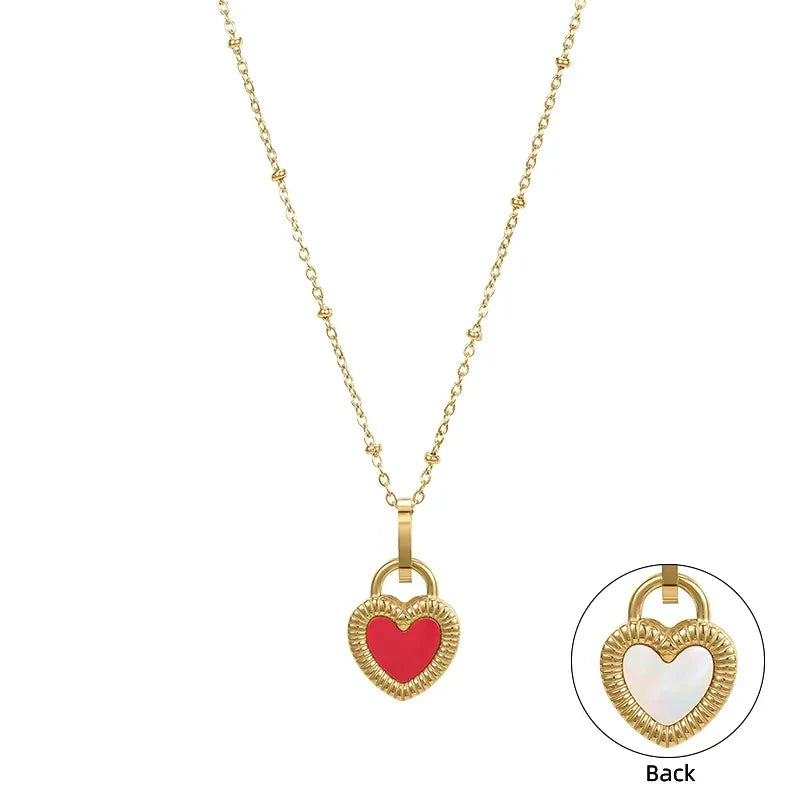 HOVANCI 3 Valentine's Day Gift Stainless Steel Link Chain Heart Necklace Adjustable Gold Plated Link Chain Heart Necklace Jew