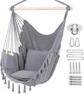 Brazilian Boho Cotton Canvas Hammock Chair Swing Hanging Hammock with 2 Pillows for Indoor and Outdoor for Camping and Travel