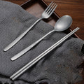 Custom Retro Rustic Cutlery Tableware Korean 18/8 Stainless Steel Cutlery Set Spoon Fork Chopsticks Flatware for Restaurant