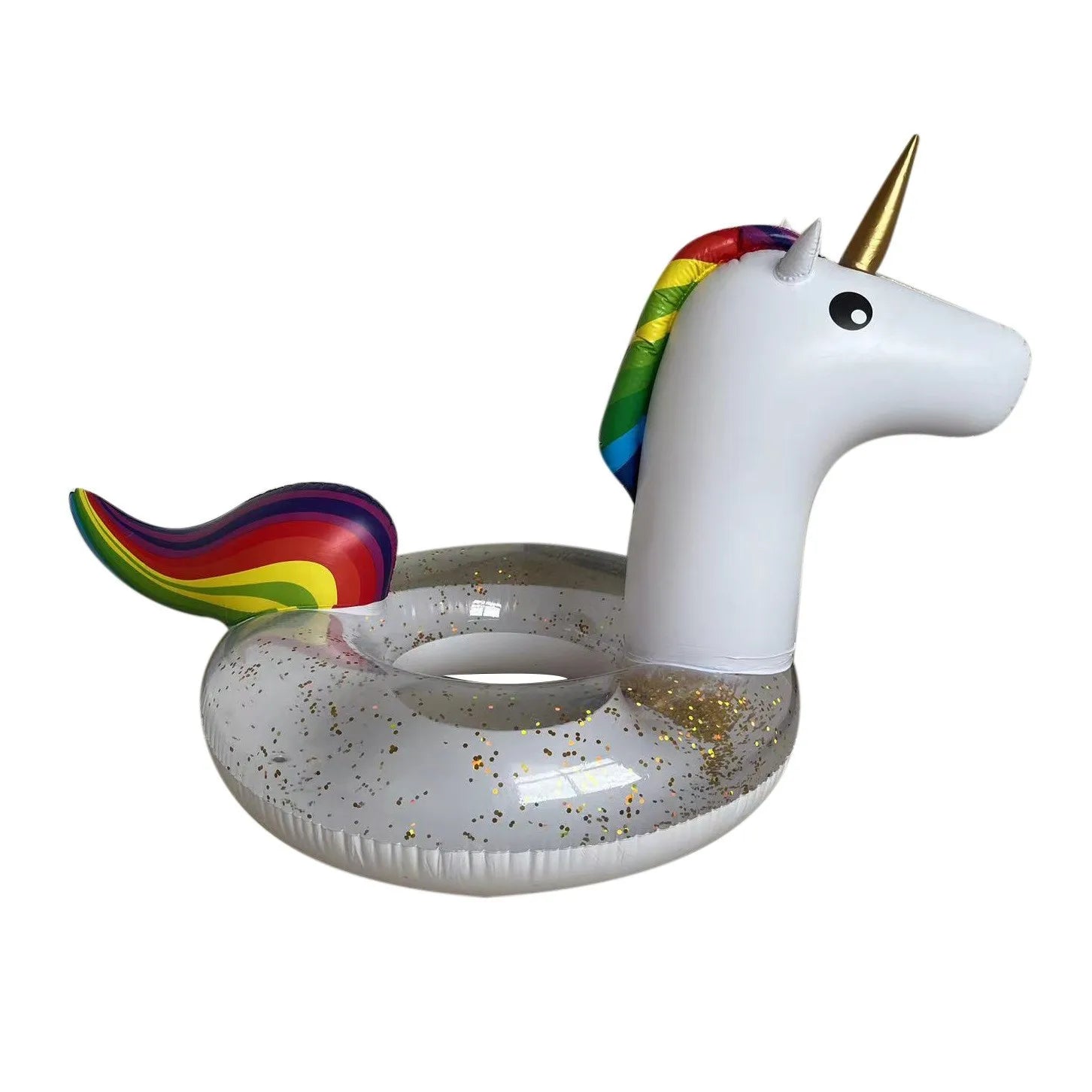 B01 F Inflatable Glitter Unicorn Swim Ring Float PVC Kids and Adults Water Sport Ring for Swimming Kids' Swim Equipment