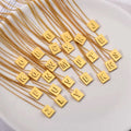 DAIHE Ins Simple 18k Gold Plated 26 Letters 3d Square Card Pendant Stainless Steel Necklace