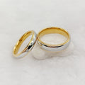 Matching 2pcs Promise Anniversary Wedding Engagement Rings Sets Couples Spouse Bicolor 18k Gold Plated Jewelry Domed Comfort Fit