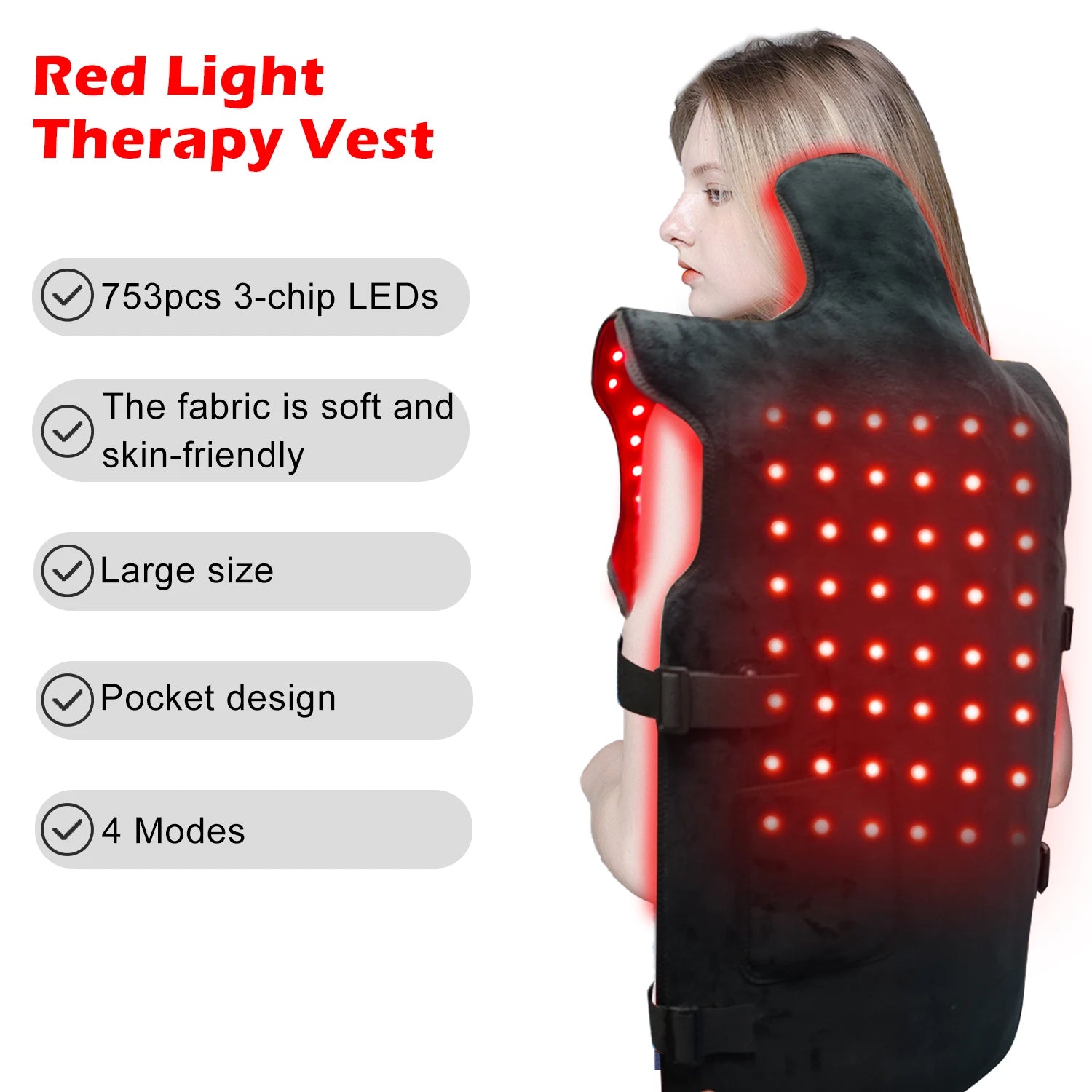 Shanglaite Unique Design Body Neck Shoulders Back Pain Relief Wearable Red Light Therapy Vest