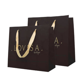 Custom Printed Logo Luxury White Gravure Printing Retail Boutique Shopping Tote Art Gift Paper Bags for Shoes Clothes Packaging