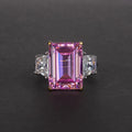 Hot Selling 925 Sterling Silver 14 CT Ring with Pink Rectangular 10*14 Diamond Beautiful All-Match Simple Graceful Wedding Ring