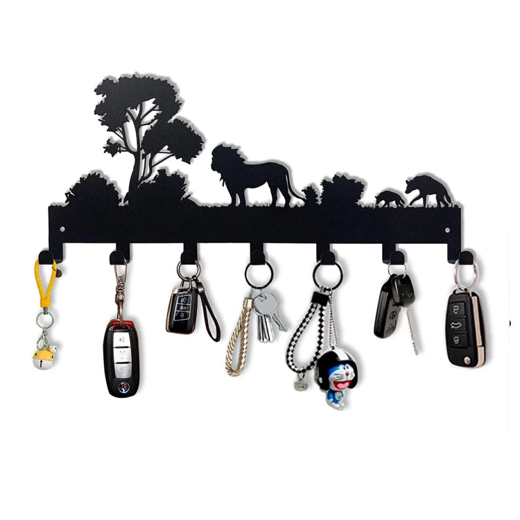 Indoor Sweet Home Letter Keys Wall Mounted Key Hanger Metal Black Wall Key Holder Rack Decor for Home Wall Door