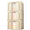 Modern Linen Foldable Storage Box with Steel Frame Foldable Clothes Bedding Organizer for Home Wardrobe Drawer Container