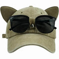 Breathable Baseball Cap  Chic Cat Ear 6-Panel Retro Y2k Dad Cap for Women