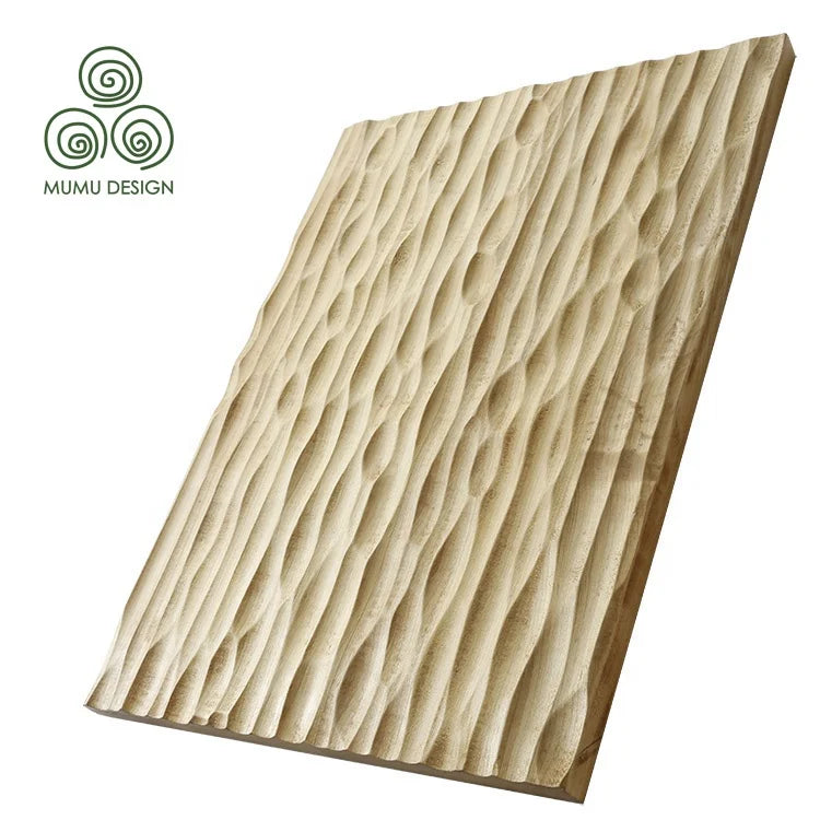 MUMU Factory Design Outdoor Ceil Decor Fluted Wood 3D Interior Decorativos Wooden Ceiling Wall Panels