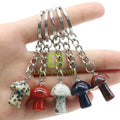 Multi Color Cute Natural Chakra Stone Healing Crystal Mushroom Pendant Keychain Ornament for Bag Decoration